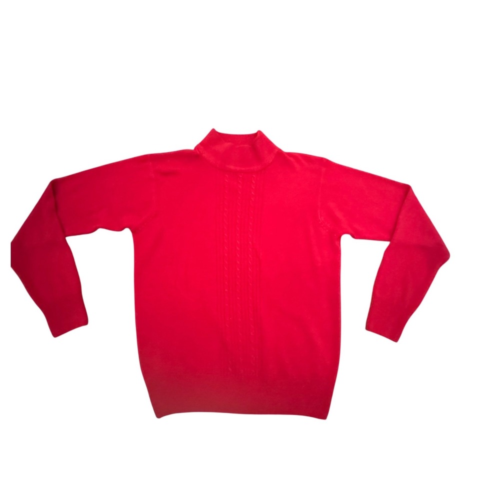 Crystal Kobe Womens Red Mock Neck Cable Knit Pullover Sweater Size M RN 69377